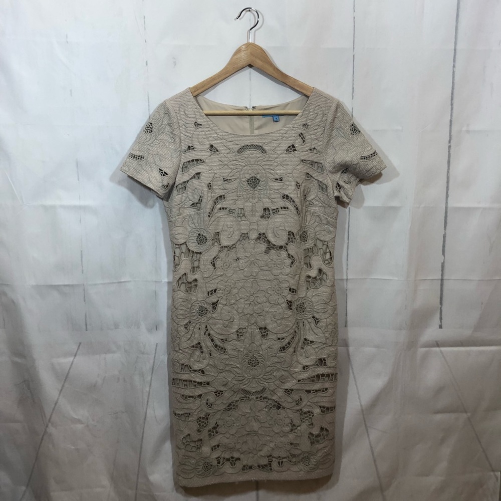 Antonio Melani Beige Floral Sheath Dress 6
